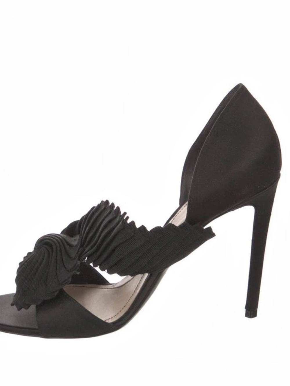 Giorgio Armani Satin Pleated Accents Sandals Black Heels US 9.5